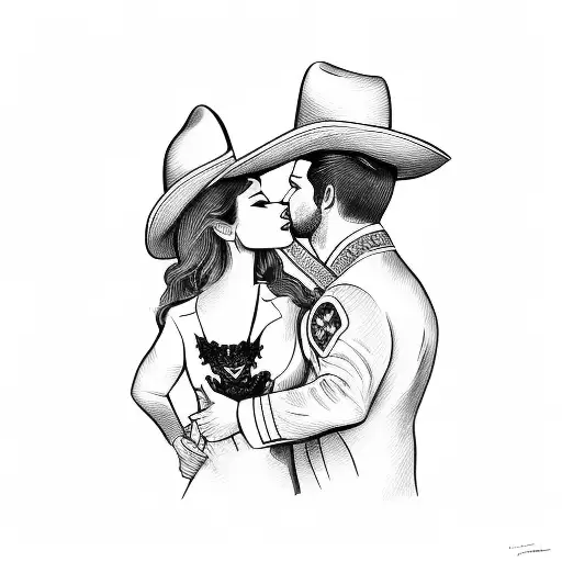 Male Mariachi With Hat On Kissing His Wife
