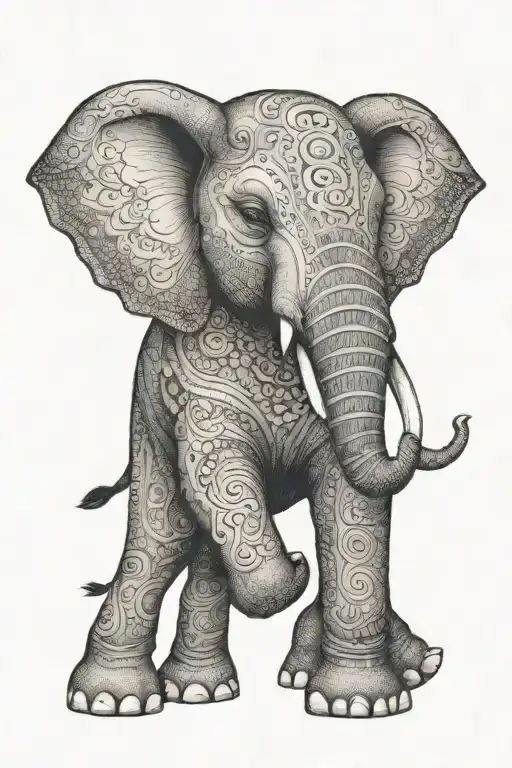 Cute Elephant Adorned With Traditional
