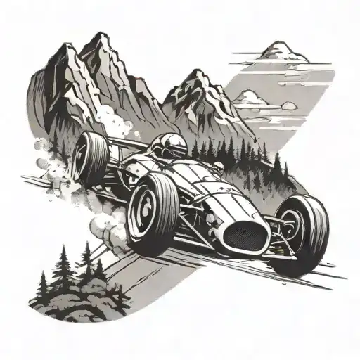 A Sleek Racing Car Speeding Through A Mountain Pass