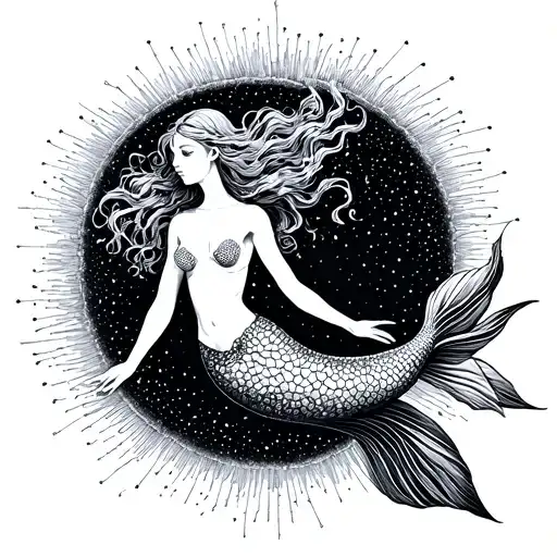 A Mermaid Gracefully Diving Into A Sea Of Acupuncture Needles