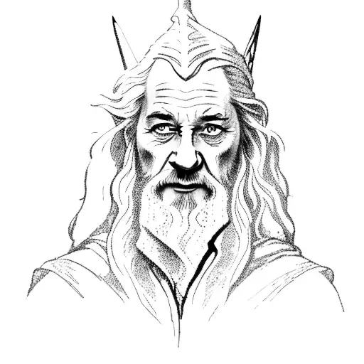 A Silhouette Of Gandalf Standing On A Mountaintop With The One Ring In His Hand