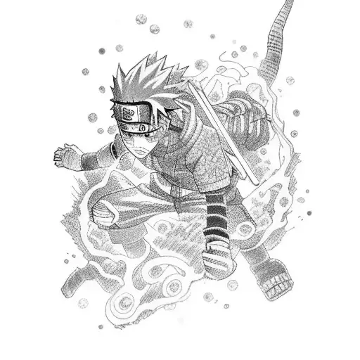 A Scene From Naruto With Intricate Dotwork Details