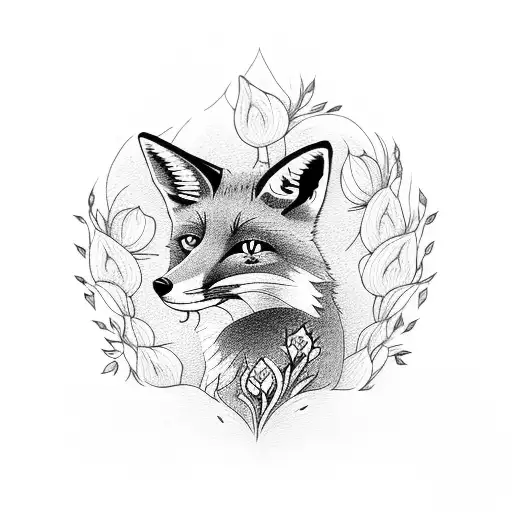 A Fox Surrounded By Daffodils