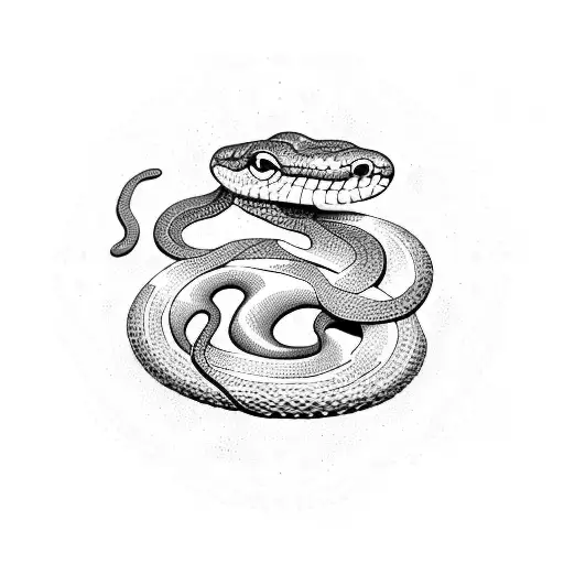 A Dotwork Tattoo Of A Snake Coiled Around A Book With Intricate Floral Patterns