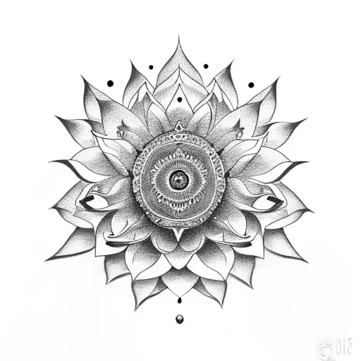 Lotus Flower With Horus Eye Inside The Flower Finished