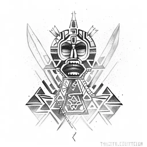 Aztec Servant Flying Through Aztec Village