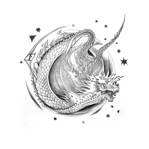 Van Gogh Starry Night With Dragon