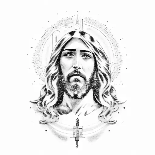 A Portrait Of Jesus Playing A Guitar