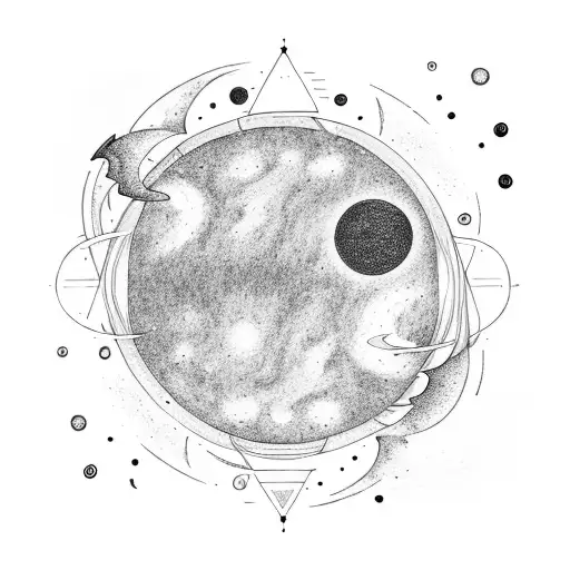 A Mystical Galaxy With A Moon And Sun Intertwined In The Center