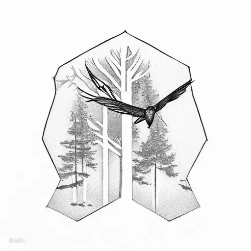 Pine Tree And Hummingbird