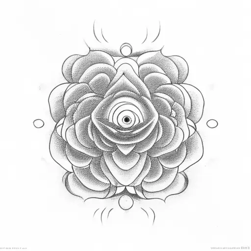 An Intricate Rose Design With An Eye At The Center