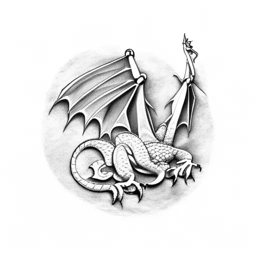 A Welsh Dragon Spreading Its Wings And Coiling Its Tail