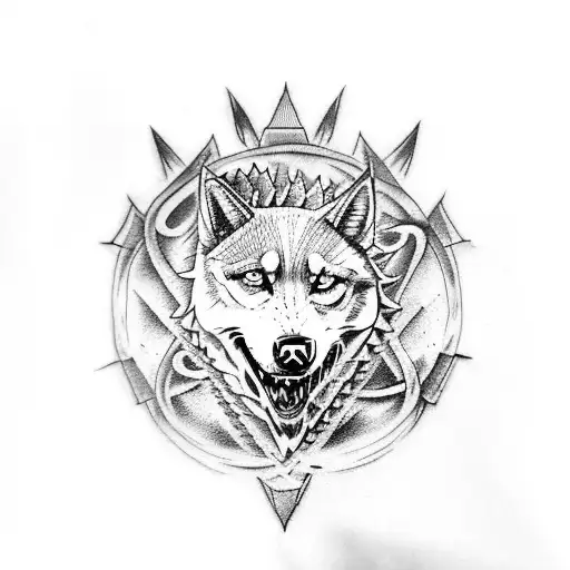 A Game Of Thrones Inspired Tattoo Featuring A Direwolf And A Dragon