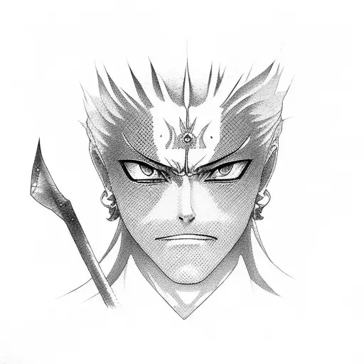 Dotwork Portrait Of Kenpachi Zaraki And Unohana