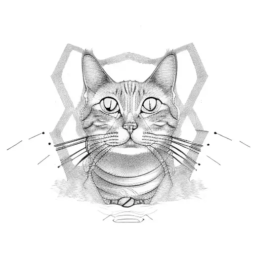 A Minimalist And Abstract Design Of A Cat With Elements Of Luffy's Straw Hat From One Piece