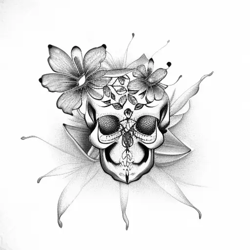 Flower Butterfly Skull