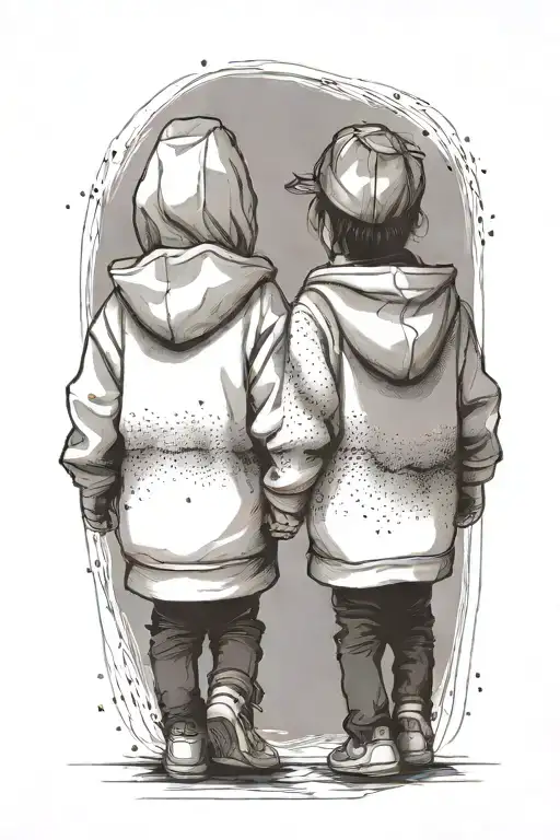 2 Toddler Brothers Wearing Hoodies Walking Away Holding Hands