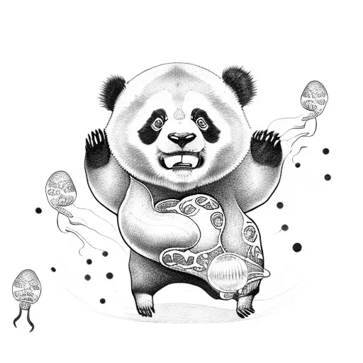 A Panda Boxing A Jellyfish