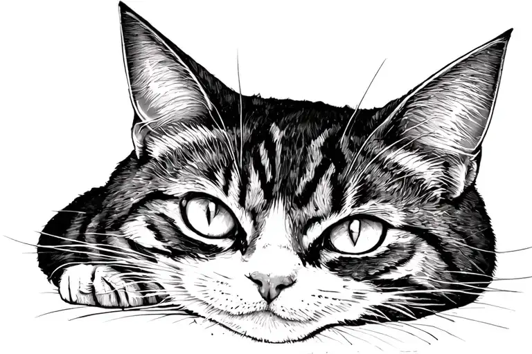 Just Cat's Truffle And Whiskers Tattooed In One Line