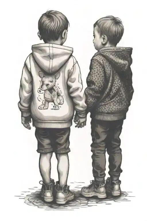 One Taller Toddler And One Short Toddler Holding Jands Walking Away Wewring Hoodies