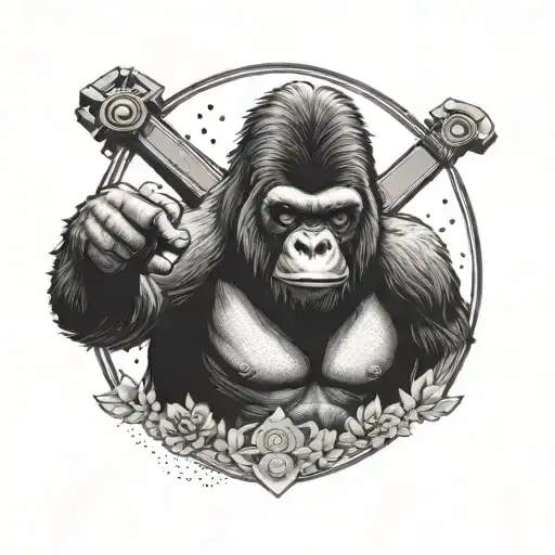 Gorilla Doing Jiujitsu Black Belt