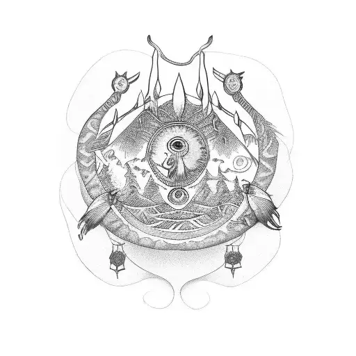 Family Crescent For A Native Family With Native Symbols And Animals And The Name Shawandase