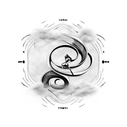 Musical Notes Intertwined With Samurai Swords