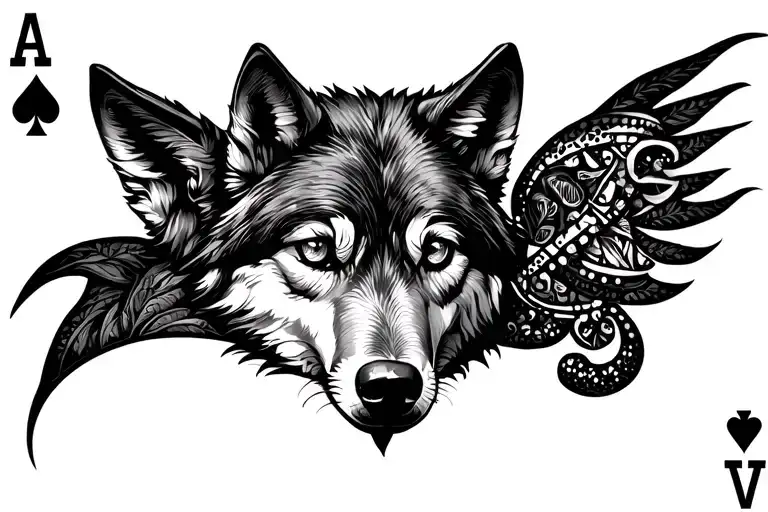 A Diamond-eyed Wolf Playing A Deck Of Cards