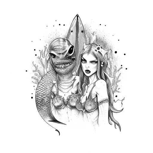 Mermaid War Between Two Hot But Scary Mermaids With Armies Made Up Of Zombies And Sharks