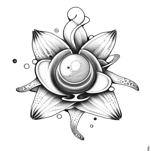 Lily Flower With Pluto Planet In Background