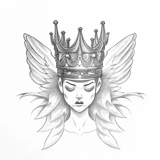 Thin Simple Angel Wings With A Thinsimple Crown