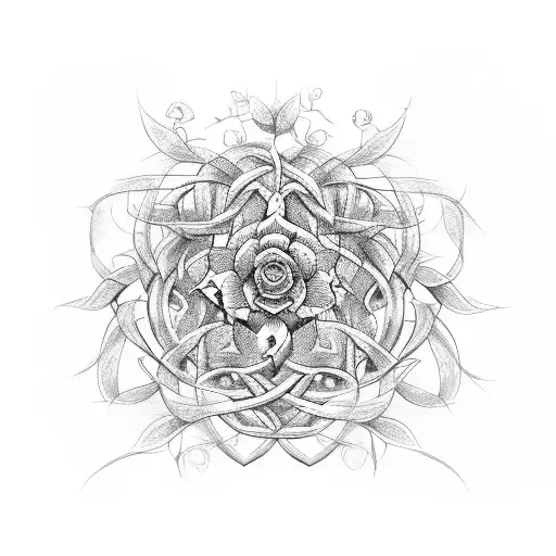An Architectural Blueprint Of A Social Work Symbol Entwined With Vines And Flowers
