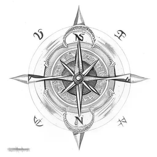 Viking Compass With Some Ieroghlips Representing Strenght