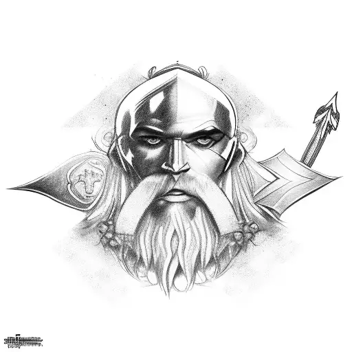 Georgian Simbols With Georgian Warrior With A Sword