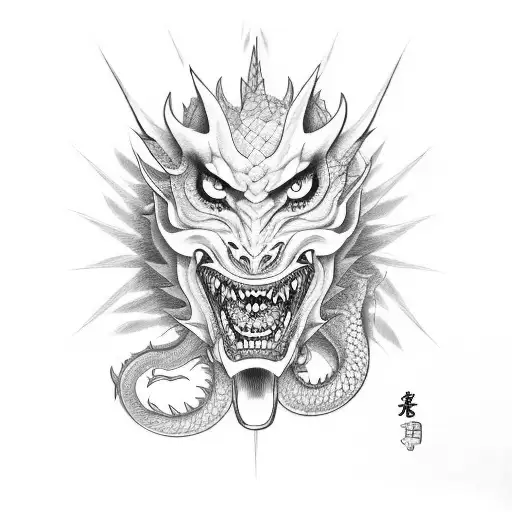 Hannya Mask With A Dragon