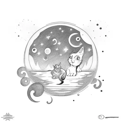 Dreamworks Moon With A Cat Staring At It