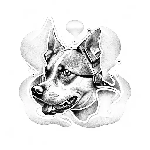 A Metal-inspired Tattoo Of A Dog Playing A Guitar
