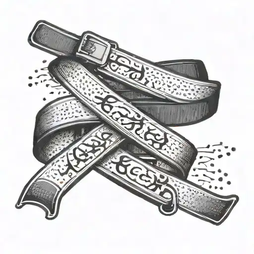 A Minimalist Design Of A Taekwondo Belt With The Word 'Champion' In Korean Script