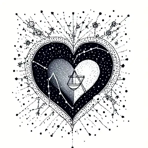 Libra And Aquarius Constellation Intertwined Hearts