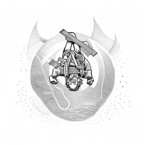 A Jiu-jitsu Fighter Surrounded By Floating Music Notes And Lyrics From 'Wish You Were Here'