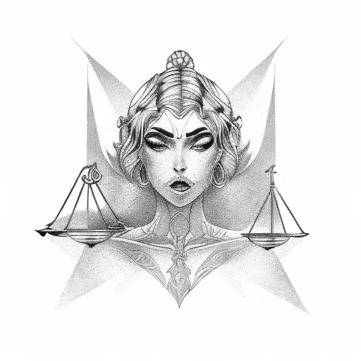 A Powerful Female Figure Holding The Scales Of Justice