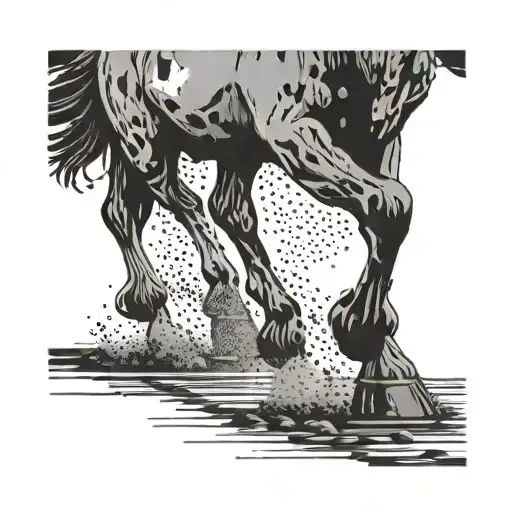 Chicano Style Black And White Horse Hoof Prints Walking Up Spine