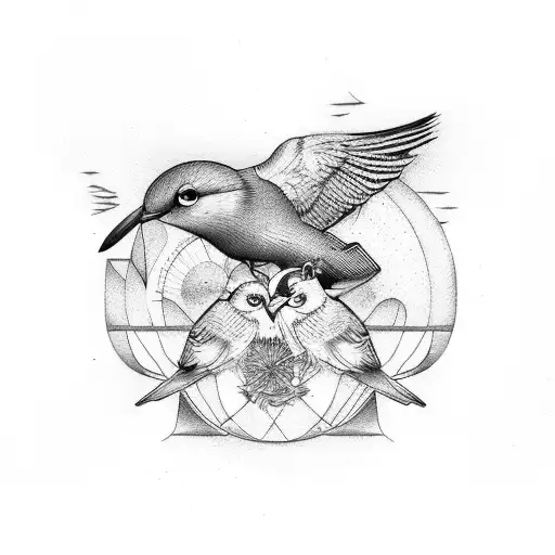 God With Birds And Bible Words