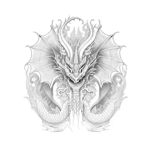 A Dragon Made Up Of Intricate Floral Patterns