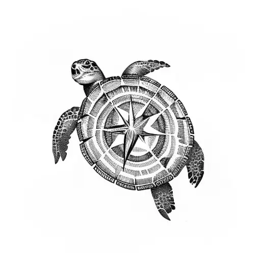 Turtle With Compass On Shell