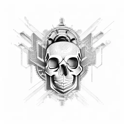 Skull With Electronic Circuits