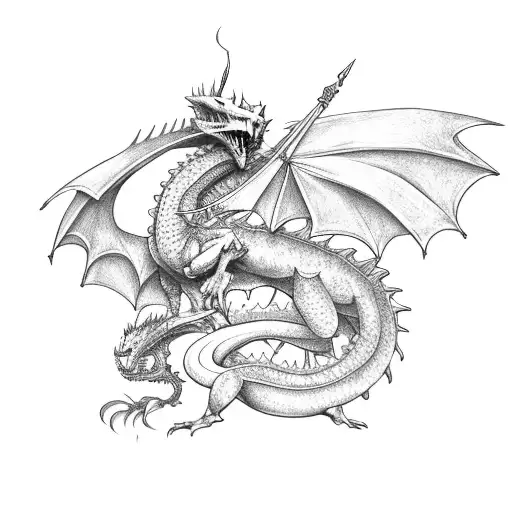 A Knight Riding A Dragon In A Battle Against Evil Forces