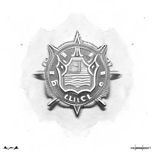 A Police Badge Surrounded By Strong And Bold Muscles
