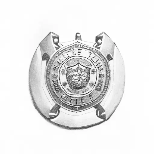 A Police Badge Surrounded By Strong And Bold Muscles