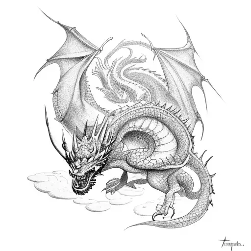 An 8 With A Dragon Around It